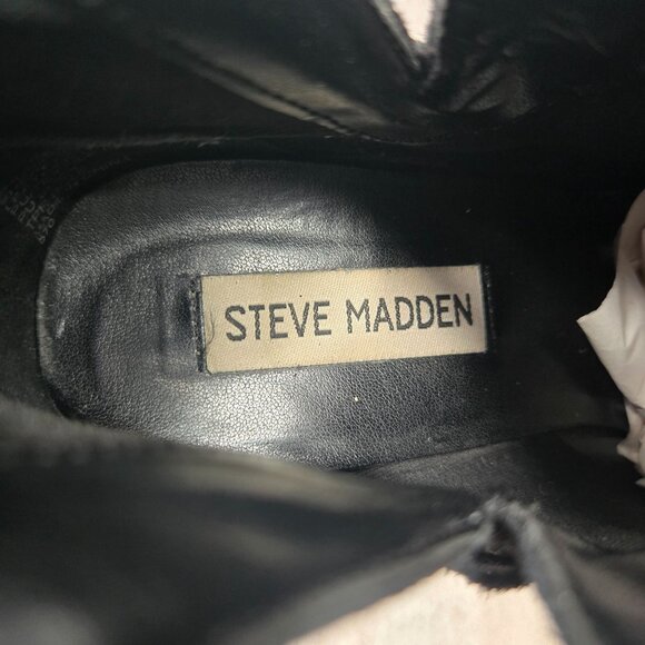 Steve Madden Ankle Boots Womens 7 Black Suede Chunky Block Heel Western Booties - Picture 10 of 10